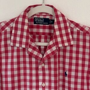 Men’s Polo by Ralph Lauren Red and White Plaid Shirt